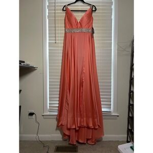 Andre & leo couture dress formal size 10 Coral jeweled waist NWT